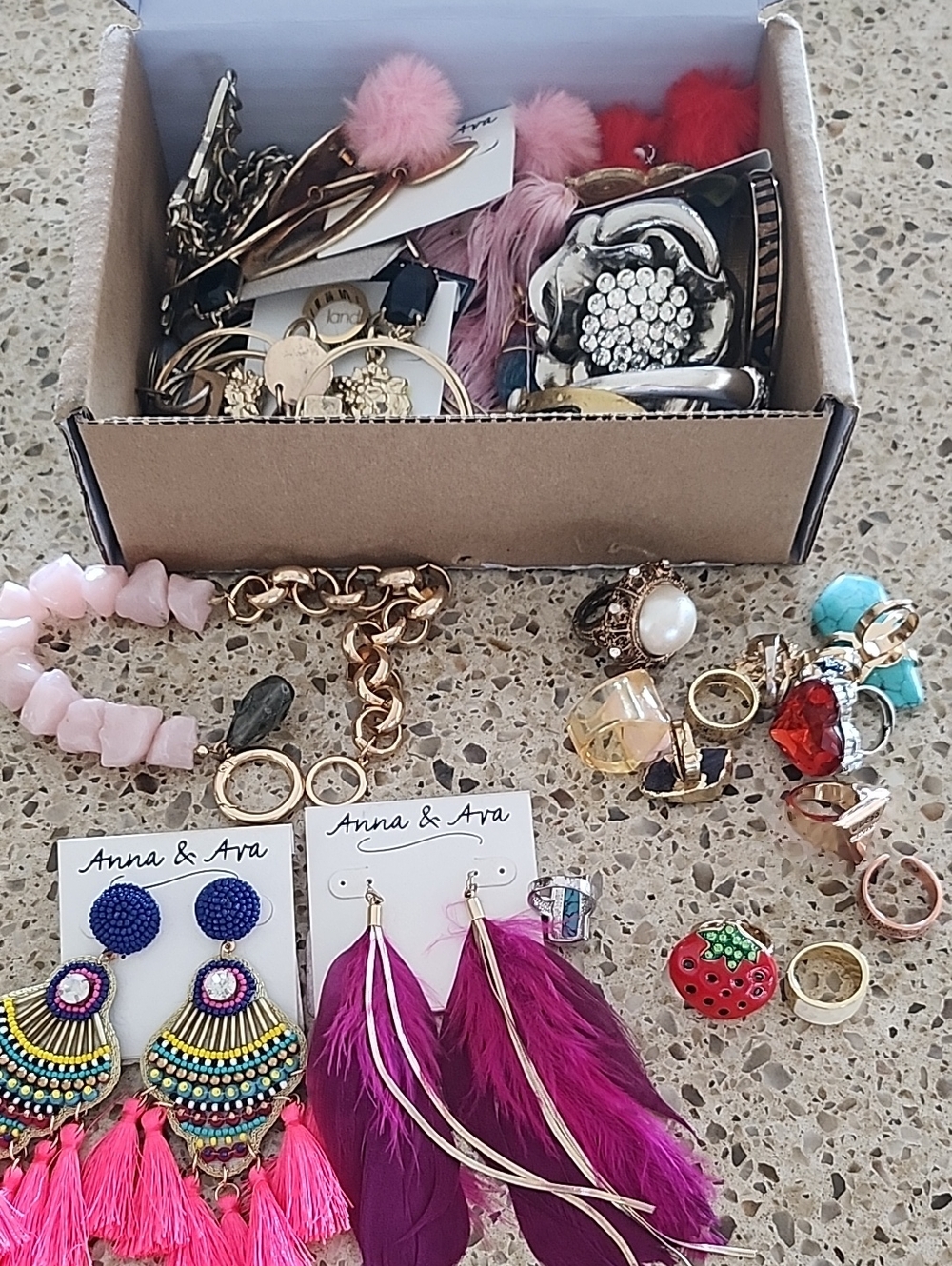 Anna & Ava Magenta Feather Statement Earrings with Hot Pink Tassels